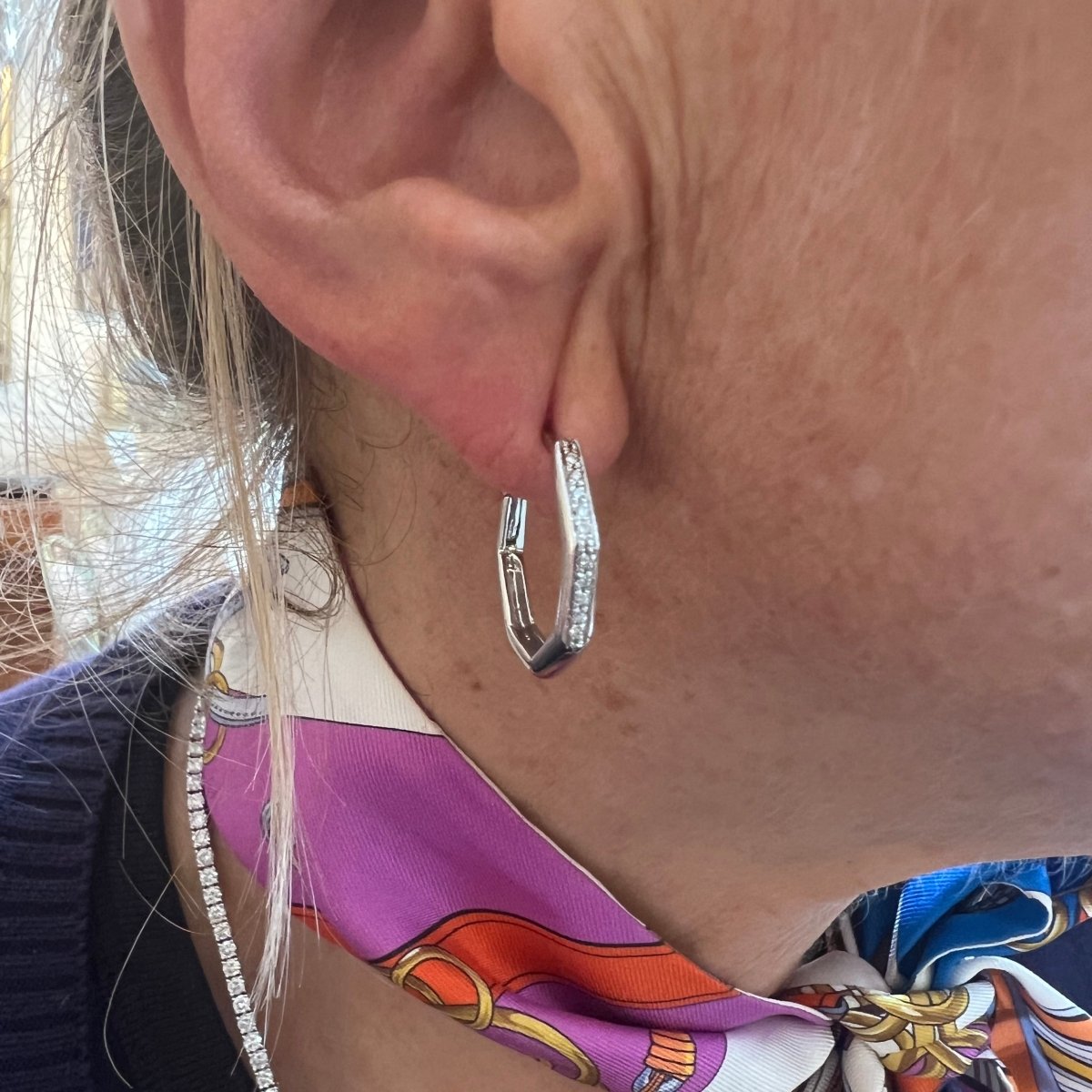 Boucles d'oreilles Créoles en or blanc et diamants - Castafiore