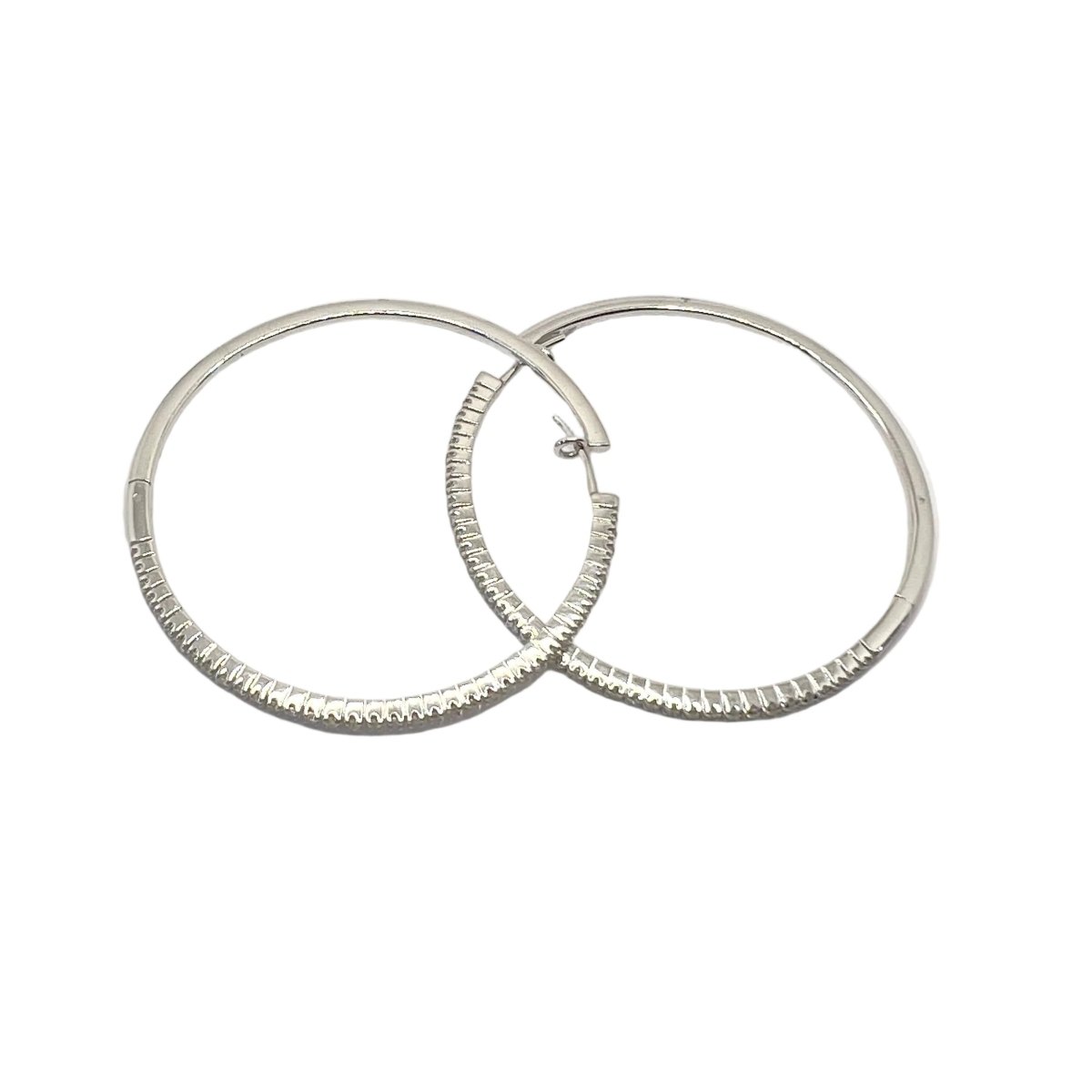 Boucles d'oreilles Créoles en or blanc et diamants - Castafiore