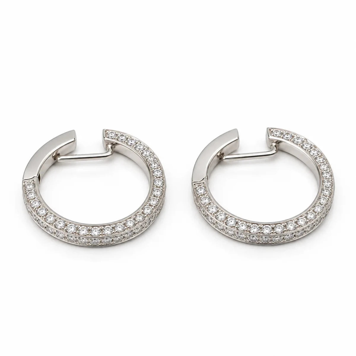Boucles d’oreilles Créoles en or blanc et diamants - Castafiore
