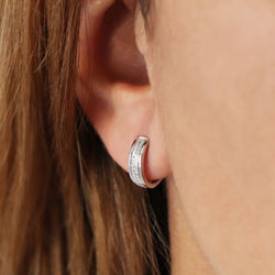 Boucles d'oreilles Créoles en or blanc et diamants - Castafiore