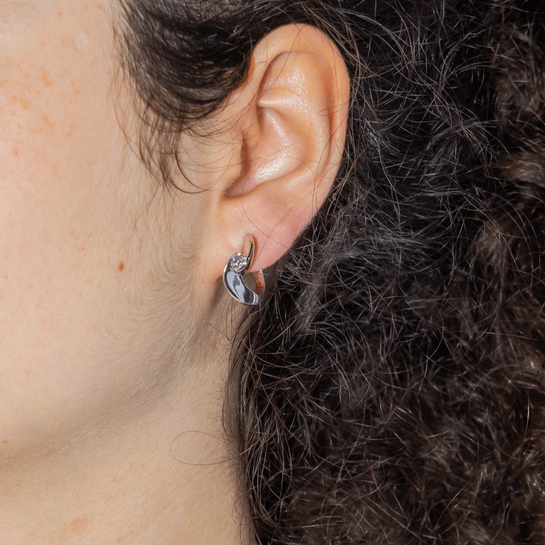 Boucles d'oreilles Créoles en or blanc et diamants - Castafiore