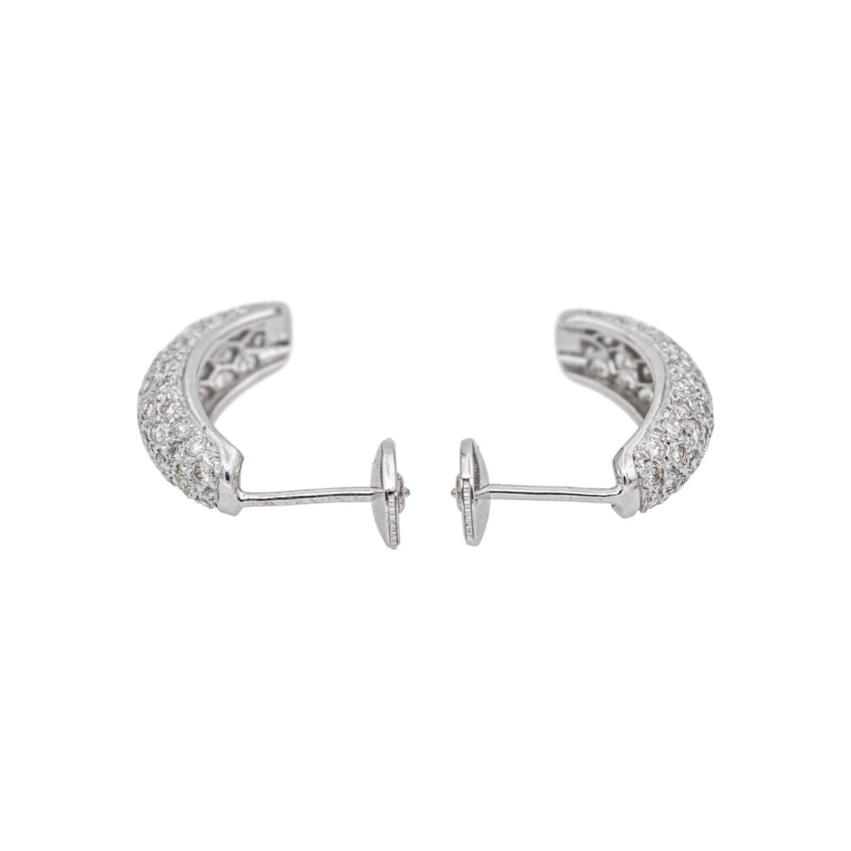 Boucles d'oreilles Créoles en or blanc et diamants - Castafiore