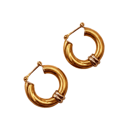 Boucles d'oreilles Créoles en or blanc et or jaune - Castafiore
