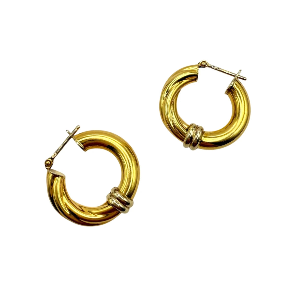Boucles d'oreilles Créoles en or blanc et or jaune - Castafiore