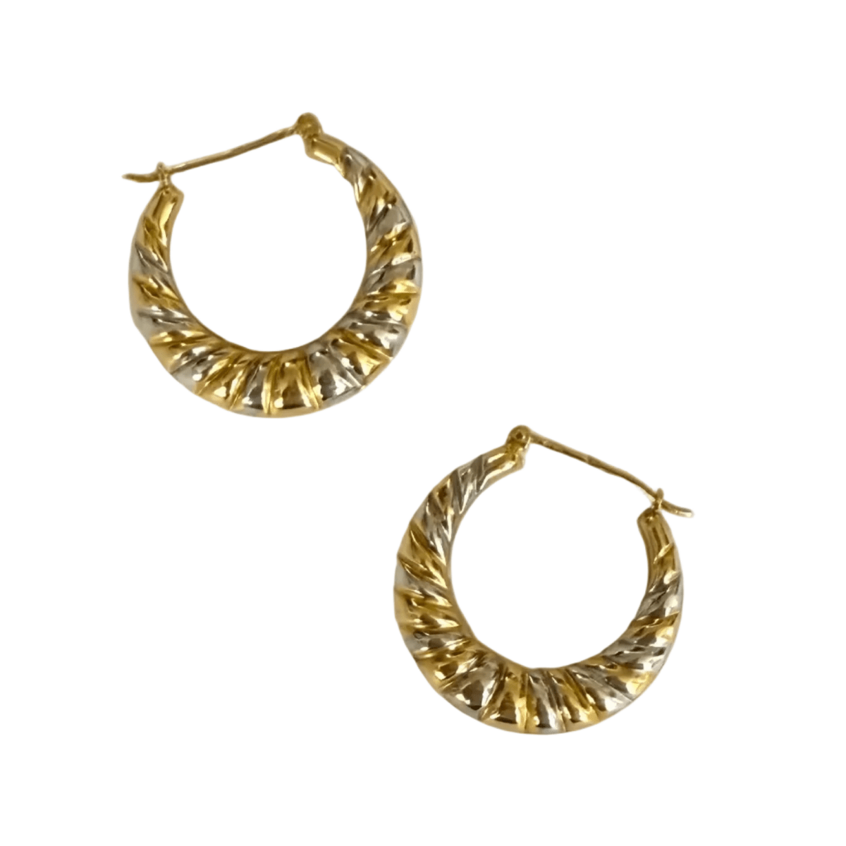 Boucles d'oreilles Créoles en or blanc et or jaune - Castafiore