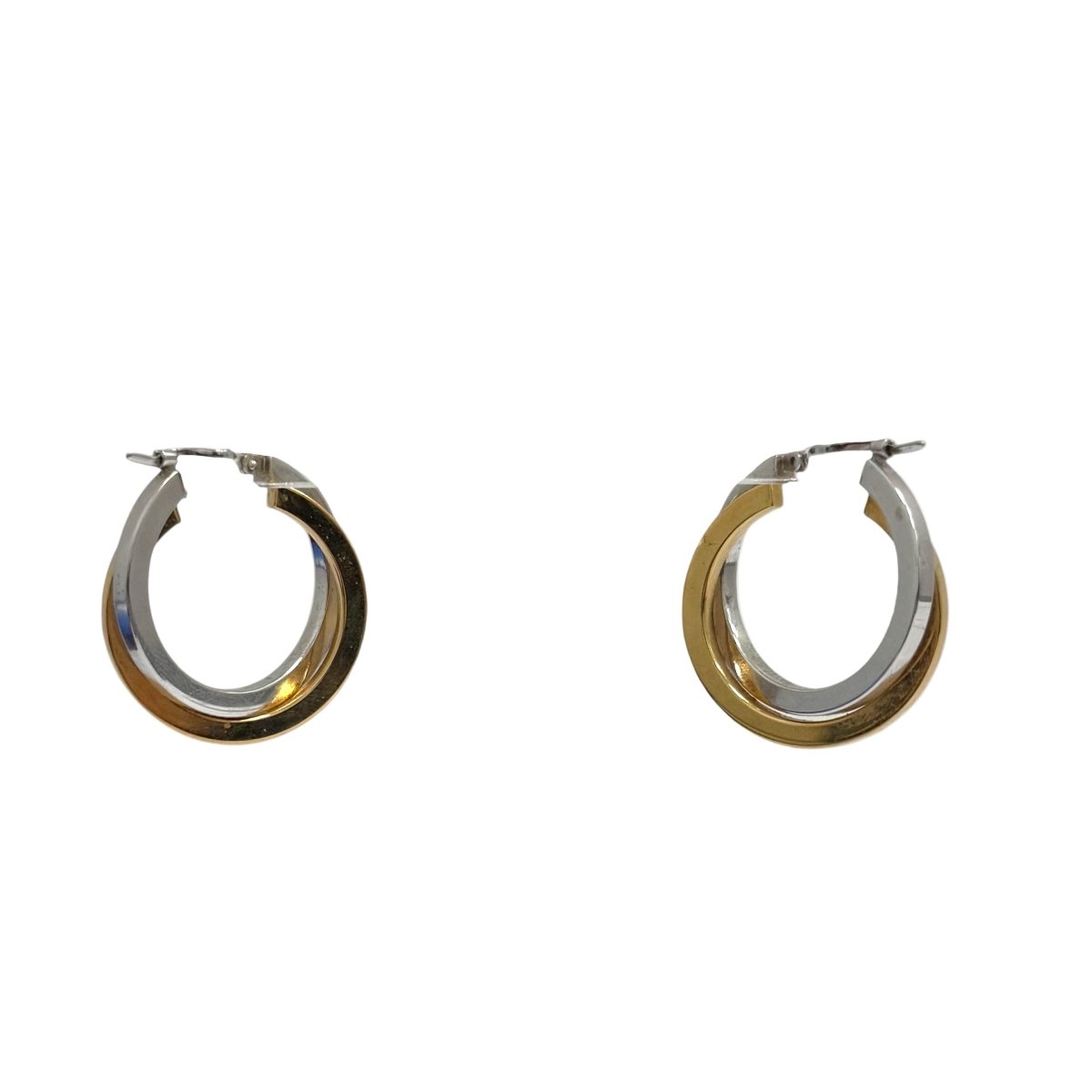 Boucles d'oreilles Créoles en or blanc et or jaune - Castafiore