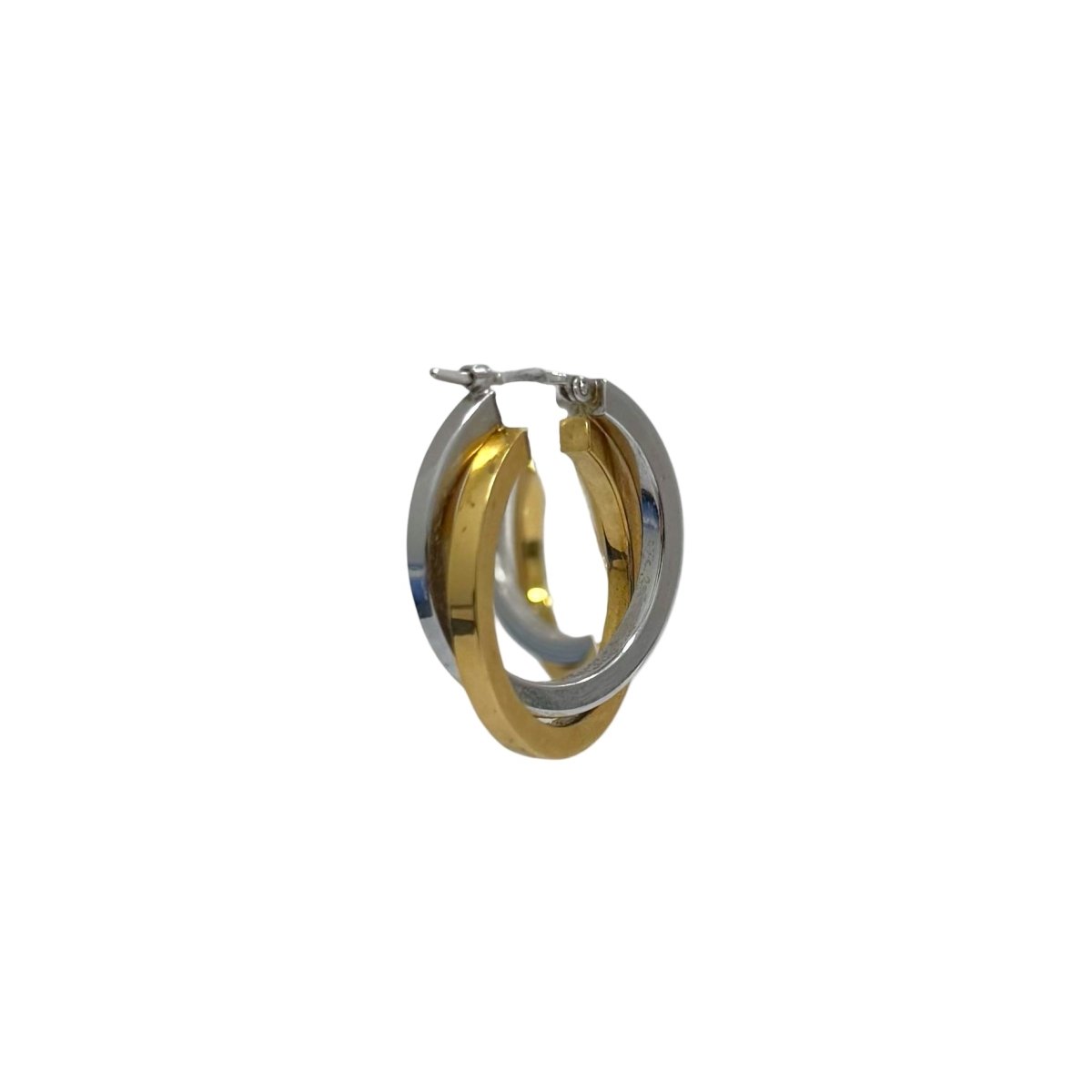 Boucles d'oreilles Créoles en or blanc et or jaune - Castafiore