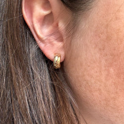 Boucles d'oreilles Créoles en or blanc, or jaune et or rose - Castafiore