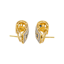 Boucles d'oreilles Créoles en or blanc, or jaune, saphirs et diamants - Castafiore