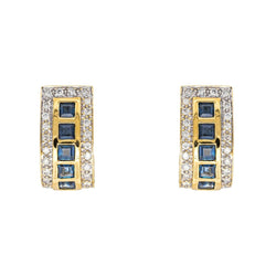 Boucles d'oreilles Créoles en or blanc, or jaune, saphirs et diamants - Castafiore