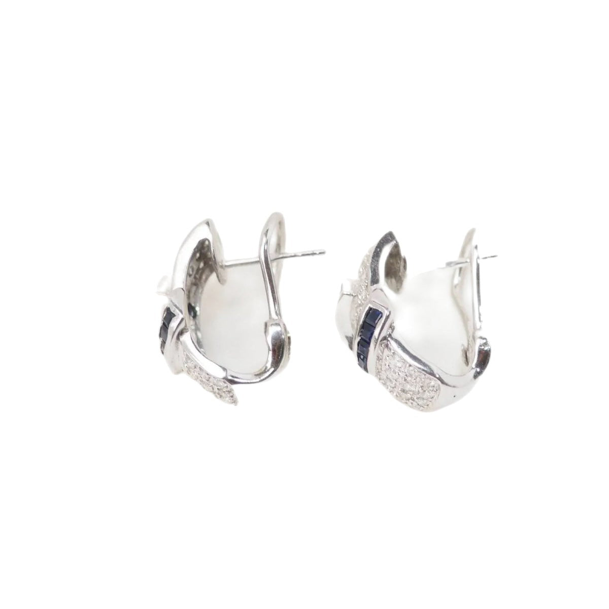 Boucles d'oreilles Créoles en or blanc, saphirs et diamants - Castafiore