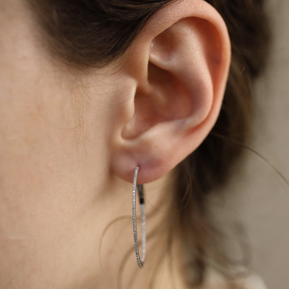 Boucles d'oreilles Créoles en Or gris 18k Diamants brillants 0,29 Cts G - VS. - Castafiore
