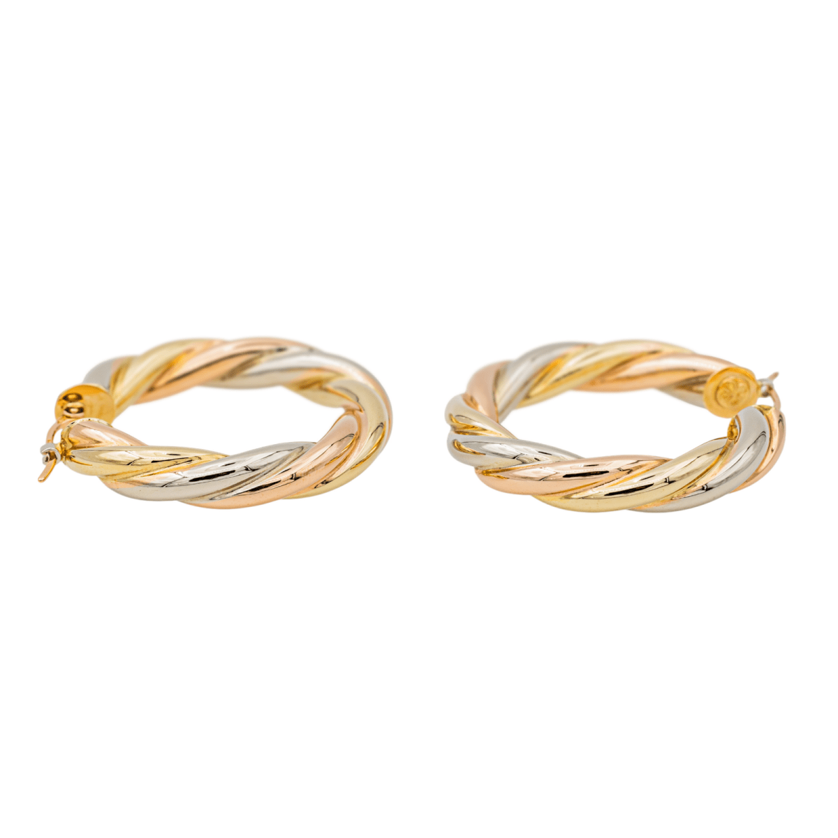 Boucles d'oreilles Créoles en or jaune, blanc et rose - Castafiore