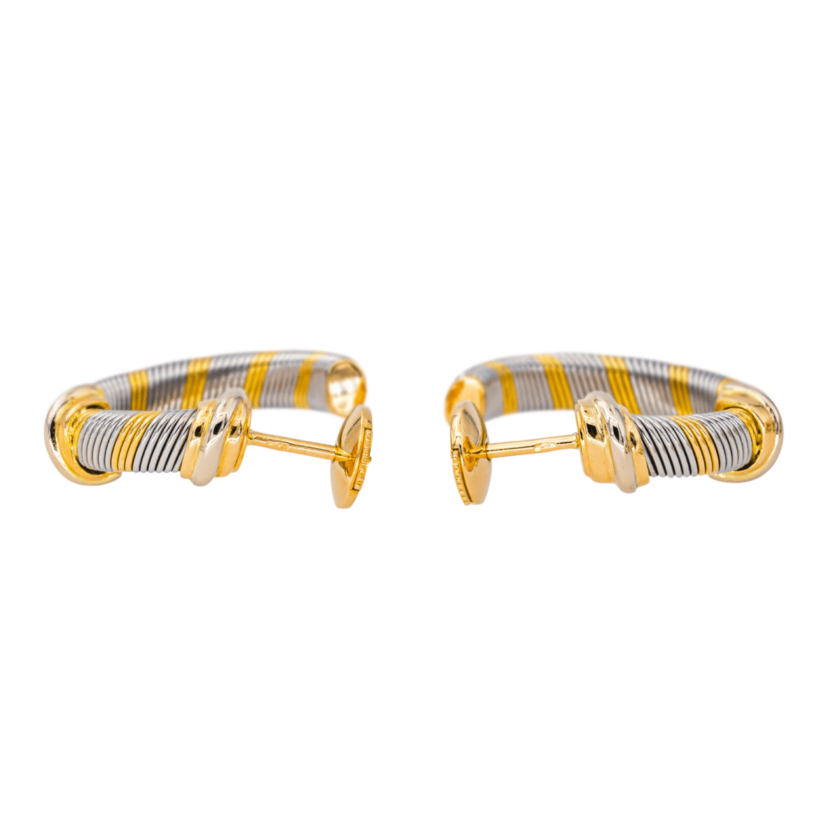 Boucles d'oreilles Créoles en or jaune et acier - Castafiore