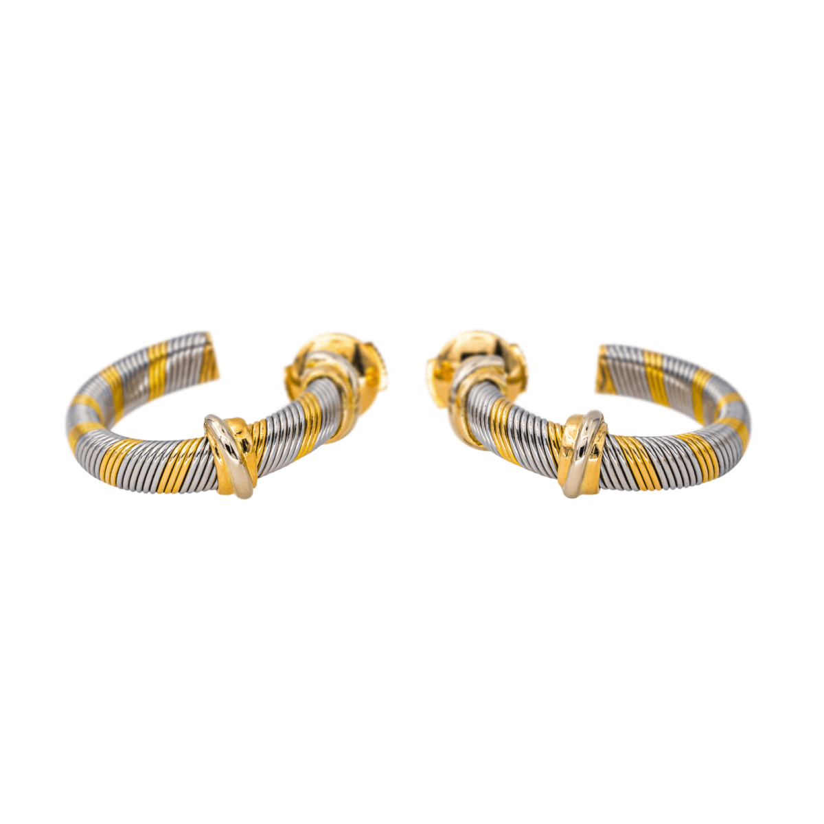 Boucles d'oreilles Créoles en or jaune et acier - Castafiore