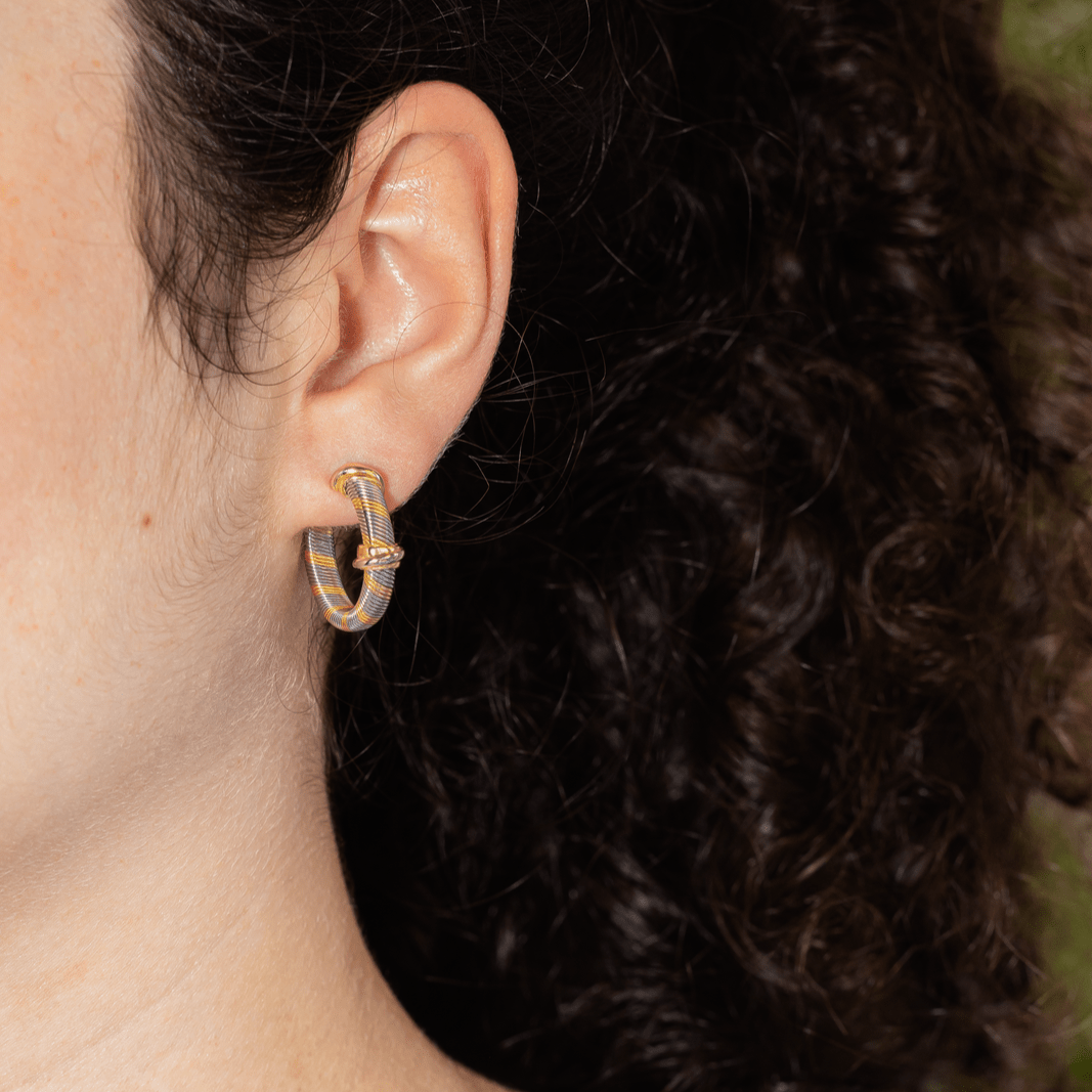 Boucles d'oreilles Créoles en or jaune et acier - Castafiore