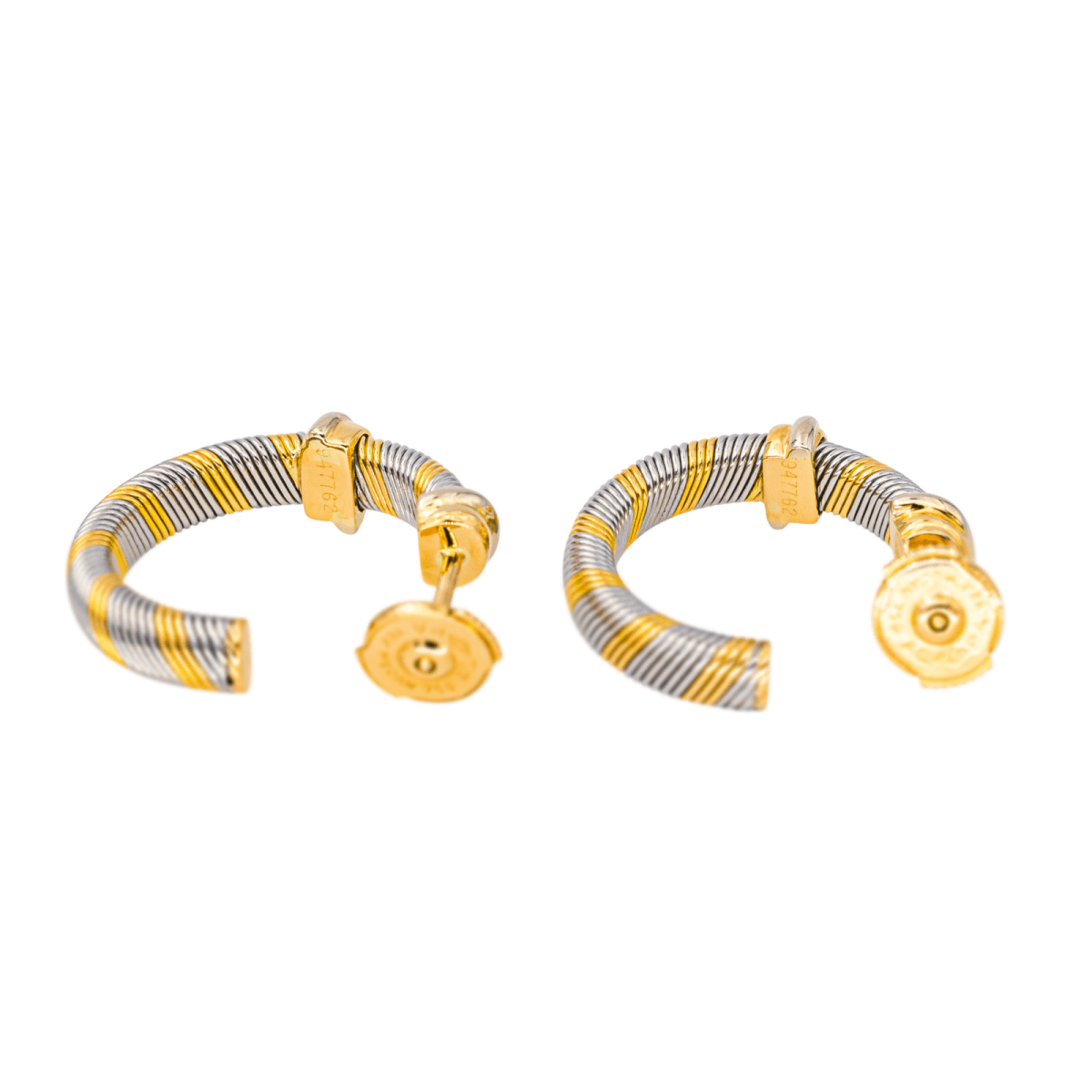Boucles d'oreilles Créoles en or jaune et acier - Castafiore