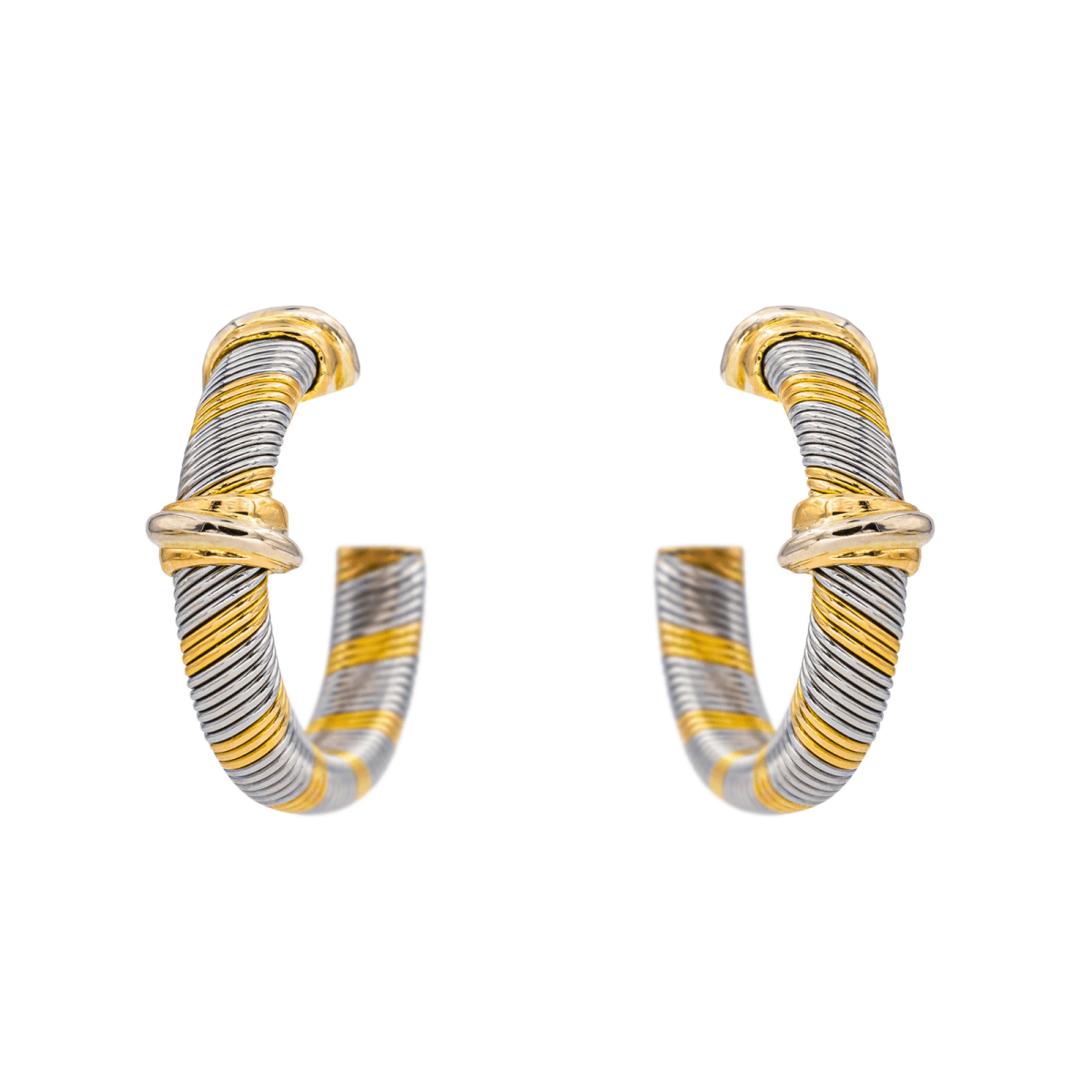 Boucles d'oreilles Créoles en or jaune et acier - Castafiore