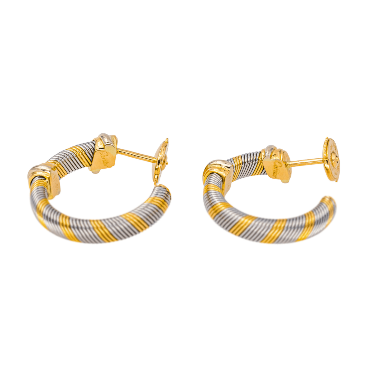 Boucles d'oreilles Créoles en or jaune et acier - Castafiore