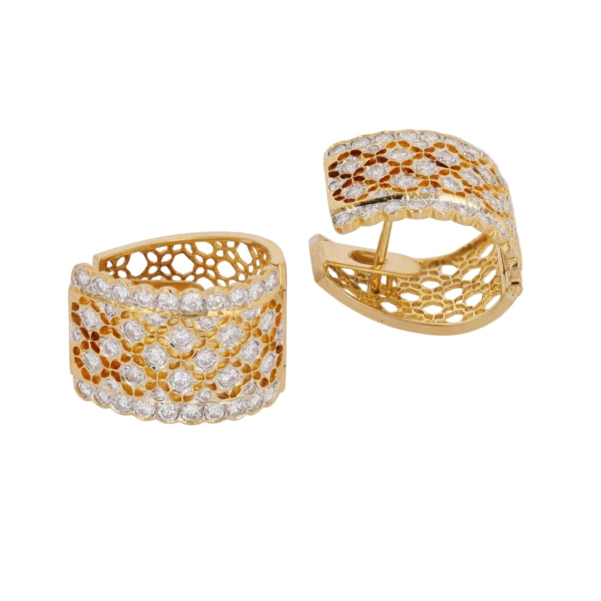 Boucles d'oreilles Créoles en or jaune et diamants - Castafiore