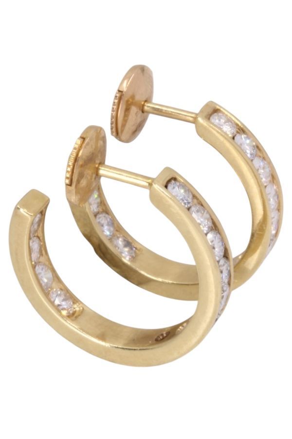 Boucles d'oreilles Créoles en or jaune et diamants - Castafiore