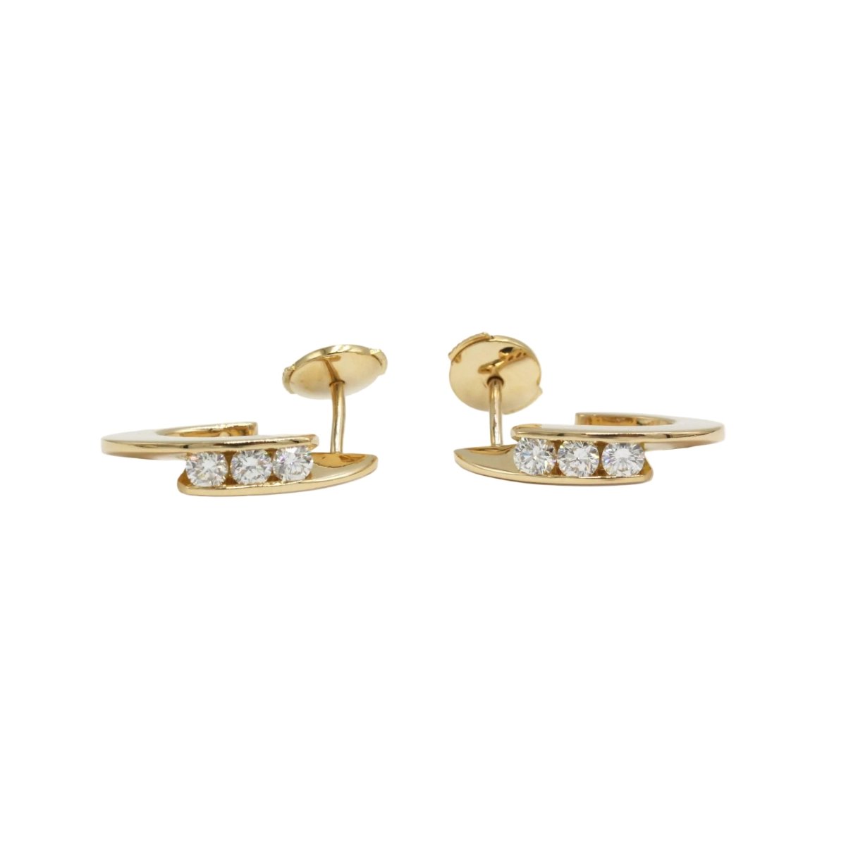 Boucles d'oreilles Créoles en or jaune et diamants - Castafiore
