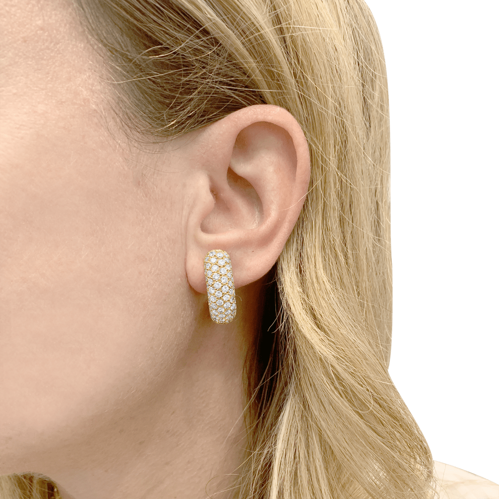 Boucles d'oreilles Créoles en or jaune et diamants - Castafiore