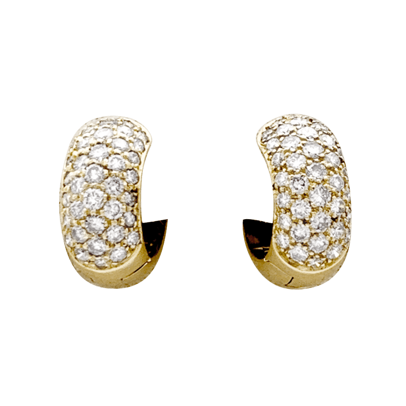 Boucles d'oreilles Créoles en or jaune et diamants - Castafiore