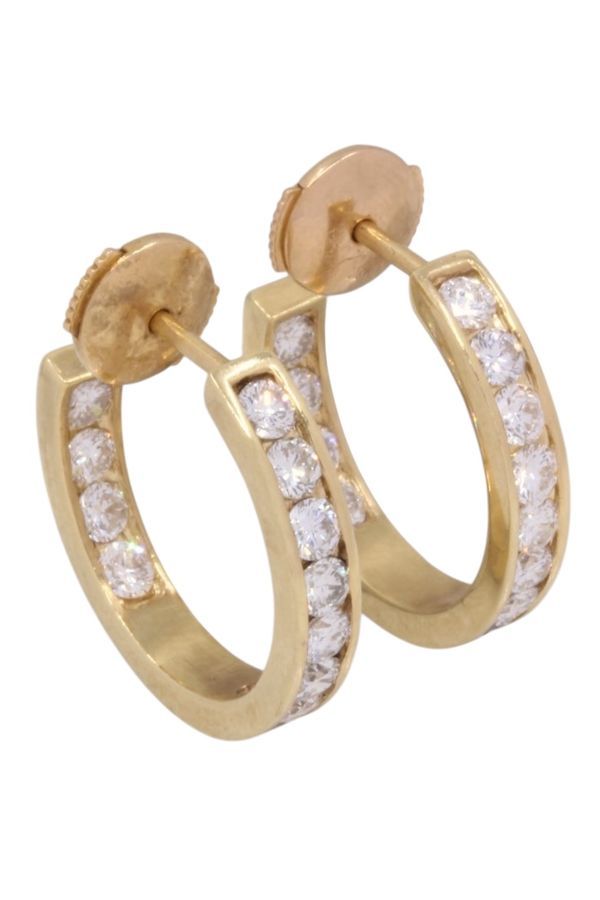 Boucles d'oreilles Créoles en or jaune et diamants - Castafiore