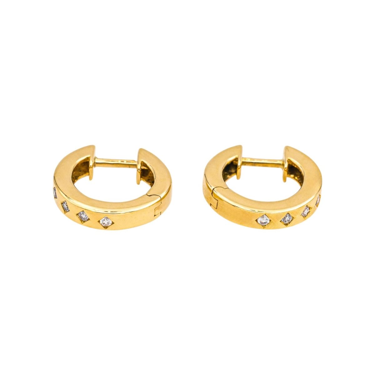 Boucles d'oreilles Créoles en or jaune et diamants - Castafiore