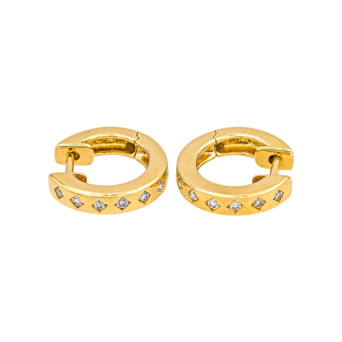 Boucles d'oreilles Créoles en or jaune et diamants - Castafiore