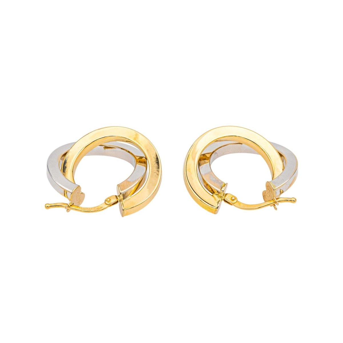 Boucles d'oreilles Créoles en or jaune et or blanc - Castafiore