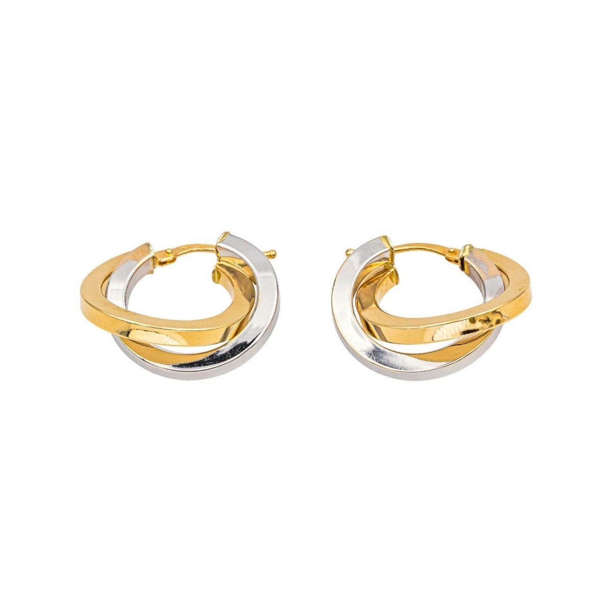 Boucles d'oreilles Créoles en or jaune et or blanc - Castafiore