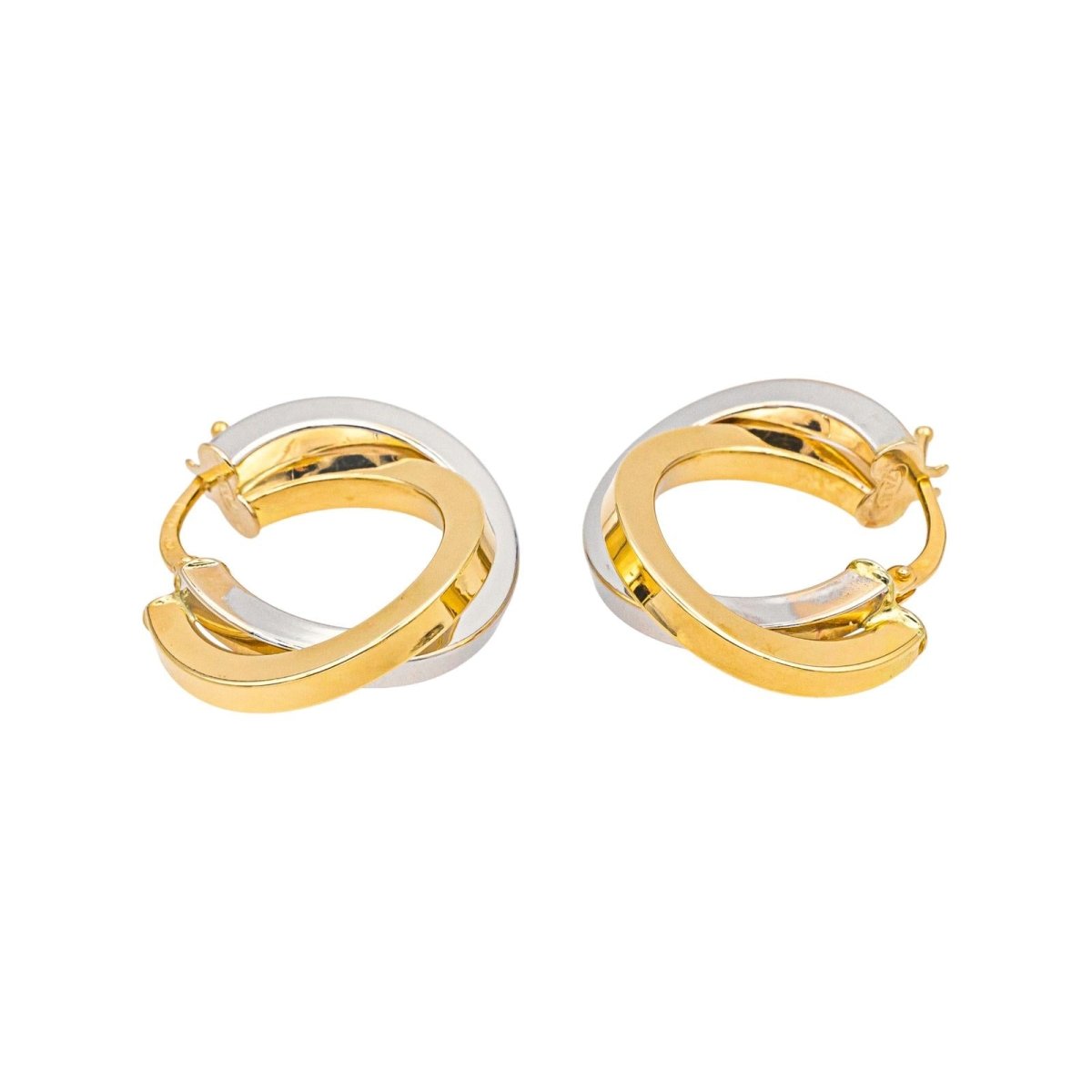 Boucles d'oreilles Créoles en or jaune et or blanc - Castafiore