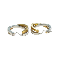 Boucles d'oreilles Créoles en or jaune et or blanc - Castafiore
