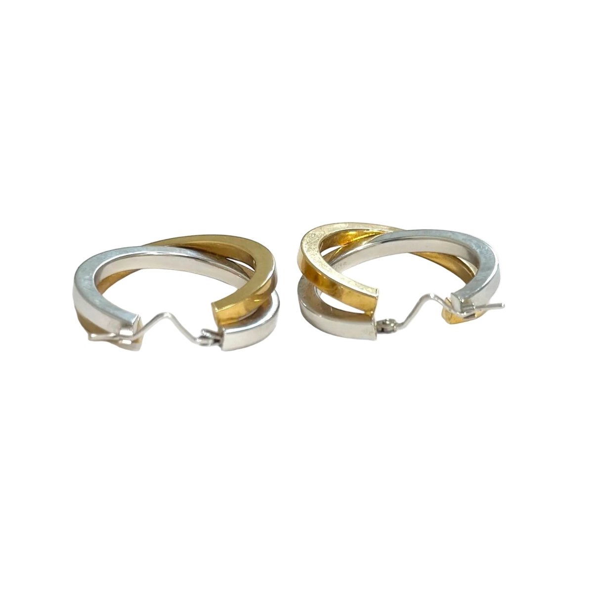 Boucles d'oreilles Créoles en or jaune et or blanc - Castafiore