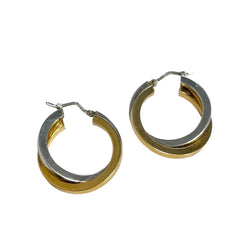 Boucles d'oreilles Créoles en or jaune et or blanc - Castafiore