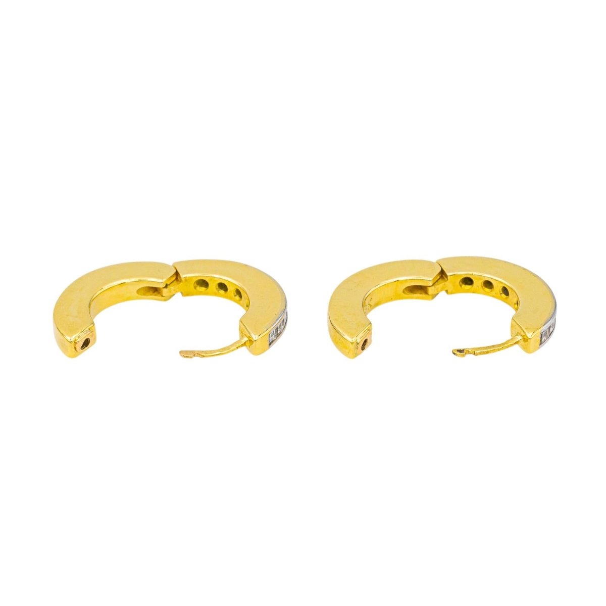 Boucles d'oreilles Créoles en or jaune, or blanc et diamants - Castafiore