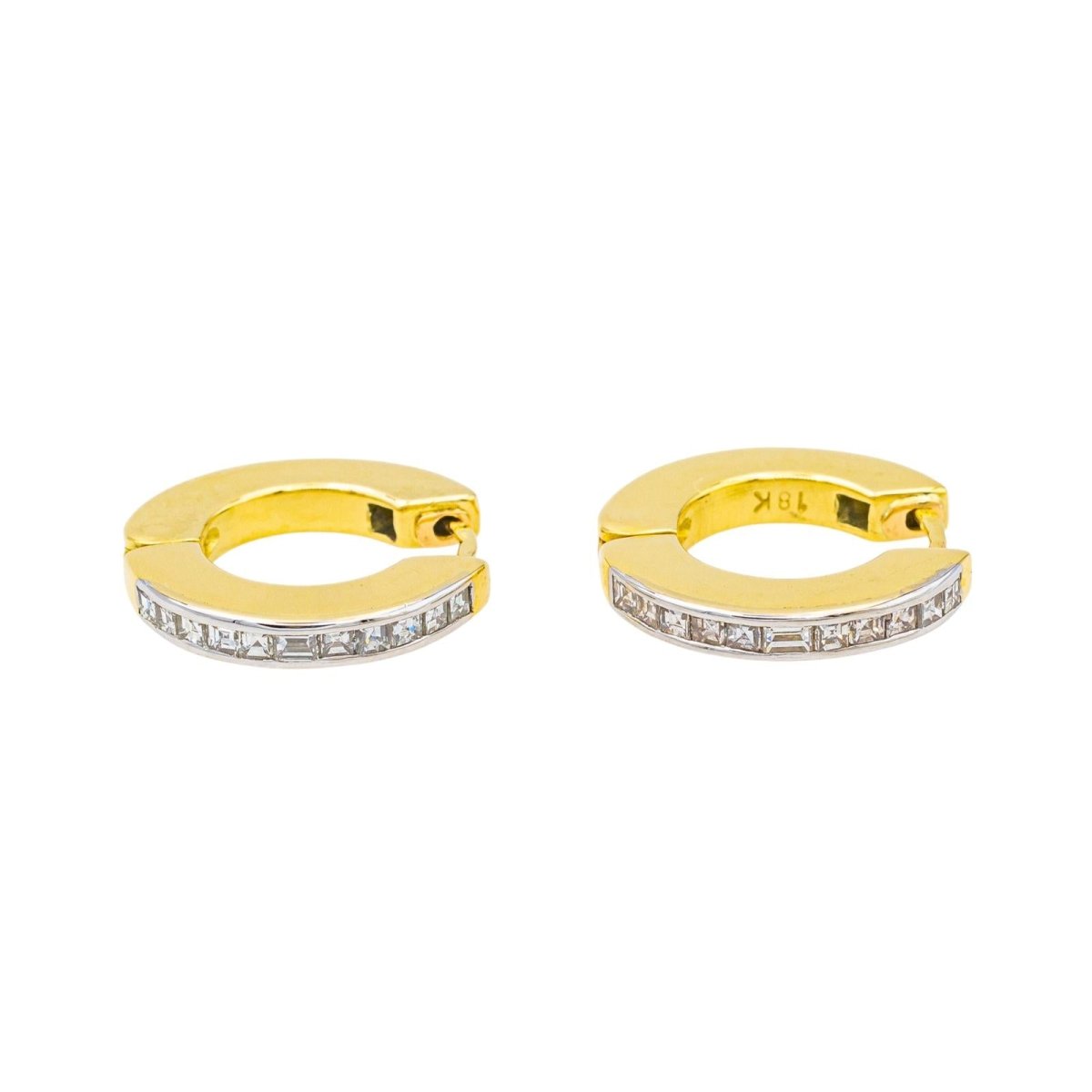 Boucles d'oreilles Créoles en or jaune, or blanc et diamants - Castafiore