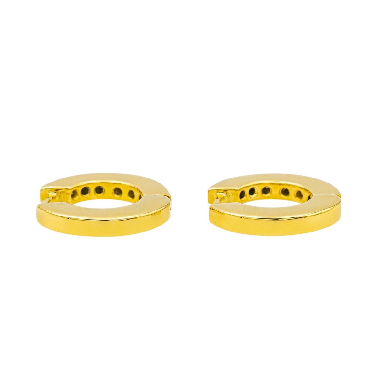 Boucles d'oreilles Créoles en or jaune, or blanc et diamants - Castafiore