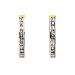 Boucles d'oreilles Créoles en or jaune, or blanc et diamants - Castafiore