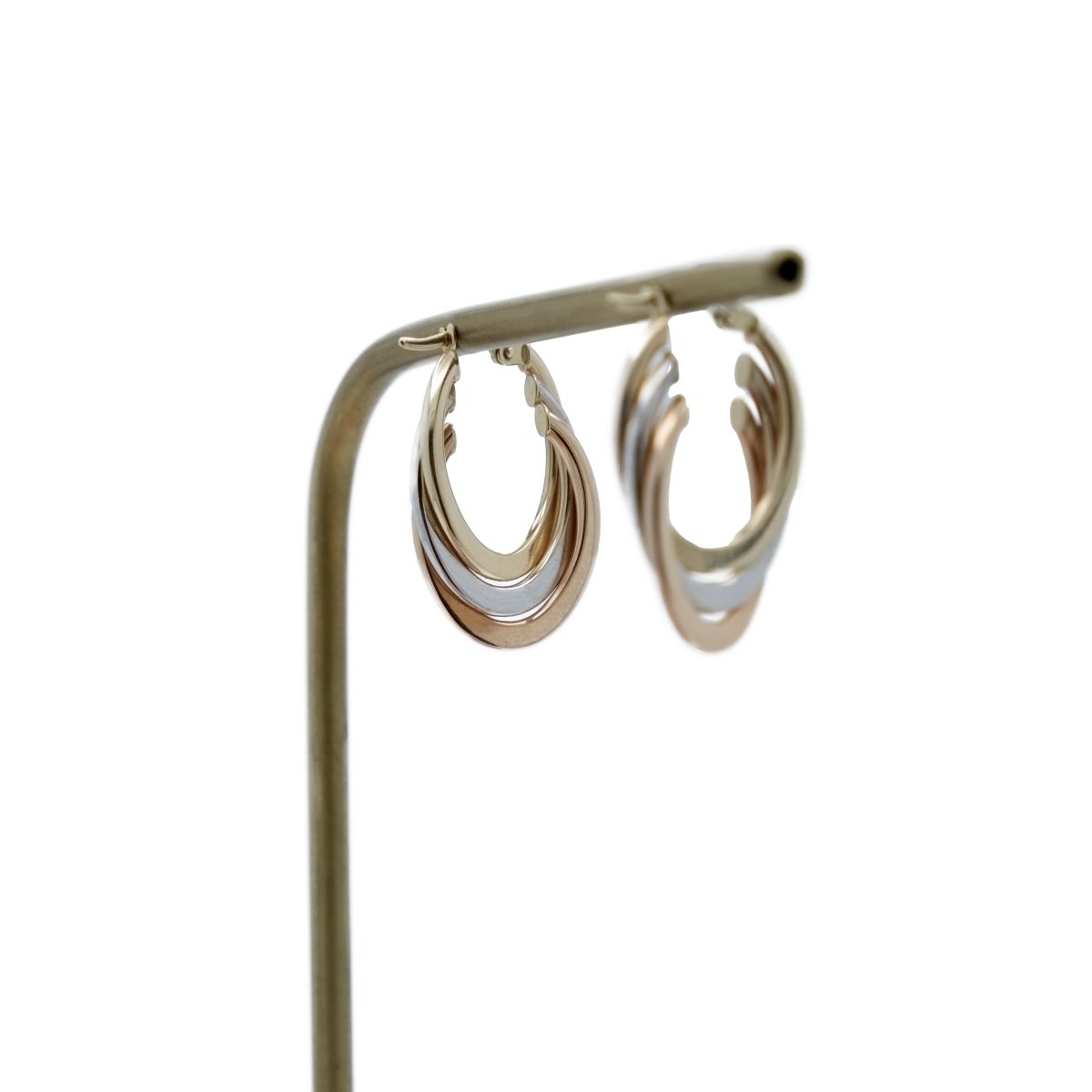 Boucles d'oreilles Créoles en or jaune, or blanc et or rose - Castafiore