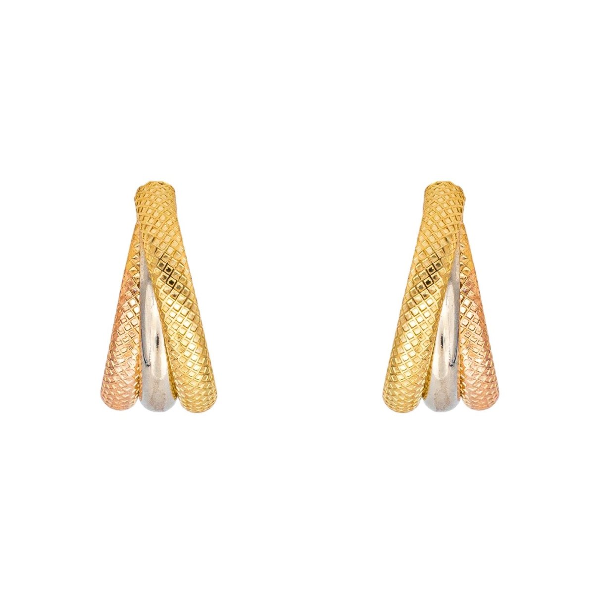 Boucles d'oreilles Créoles en or jaune, or blanc et or rose - Castafiore