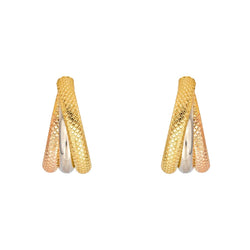 Boucles d'oreilles Créoles en or jaune, or blanc et or rose - Castafiore