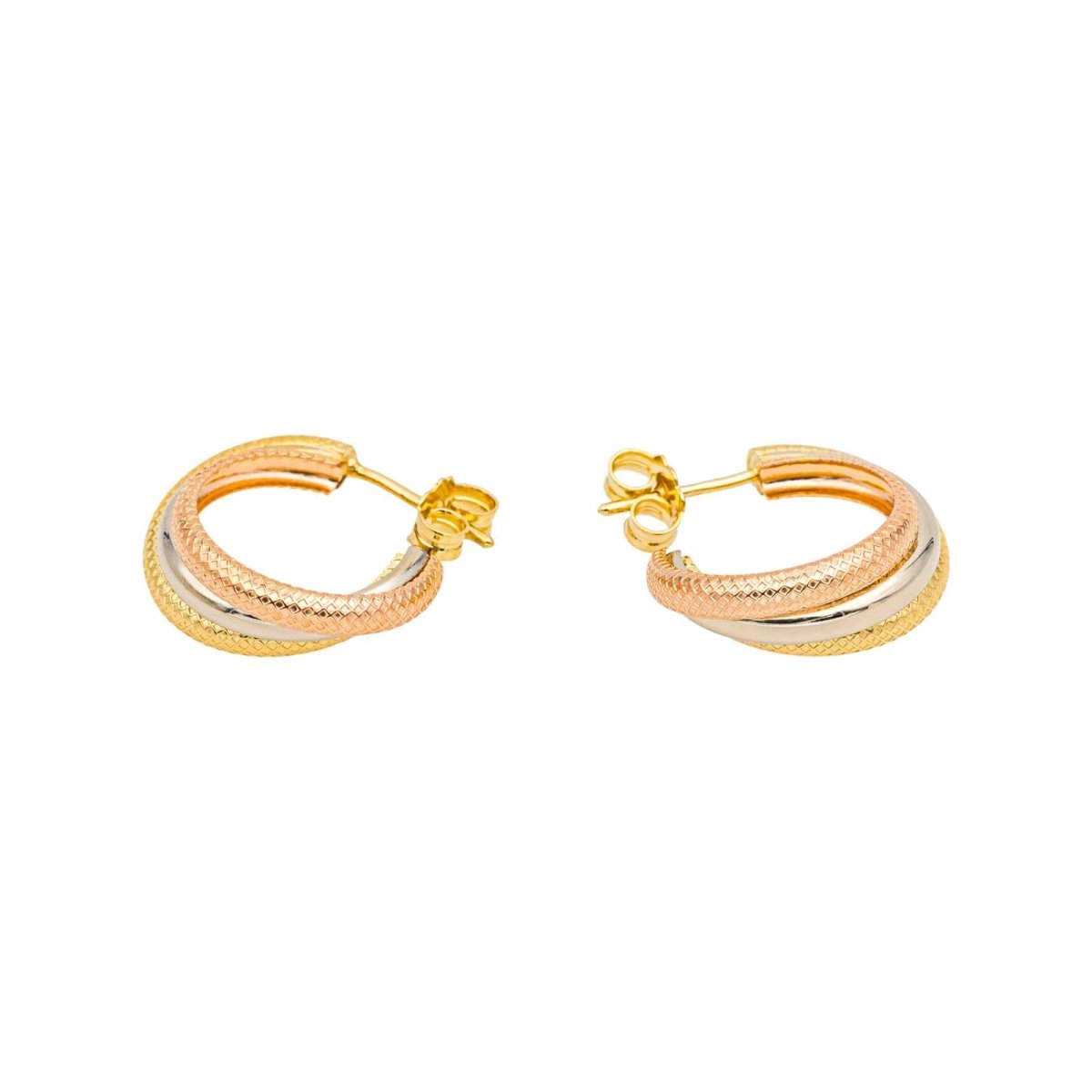 Boucles d'oreilles Créoles en or jaune, or blanc et or rose - Castafiore