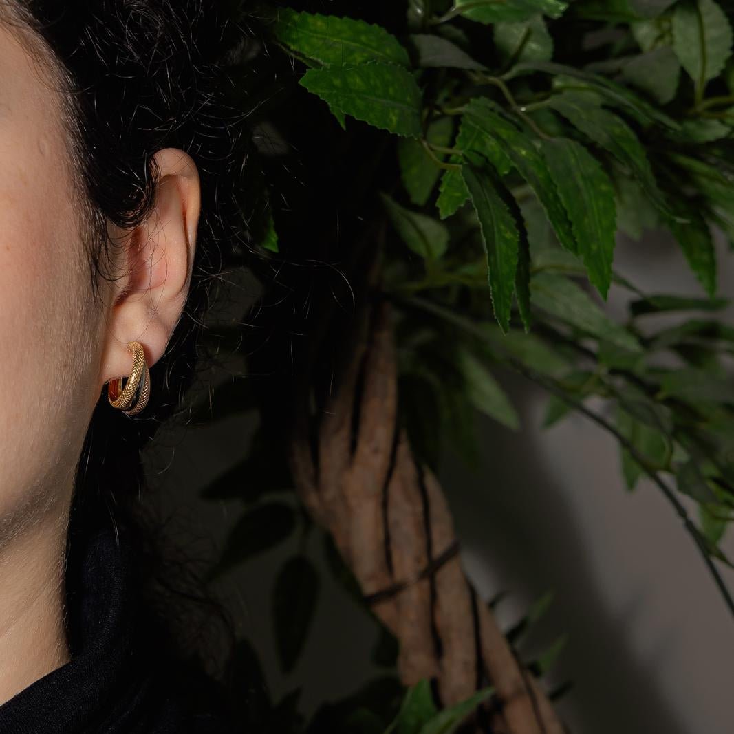 Boucles d'oreilles Créoles en or jaune, or blanc et or rose - Castafiore