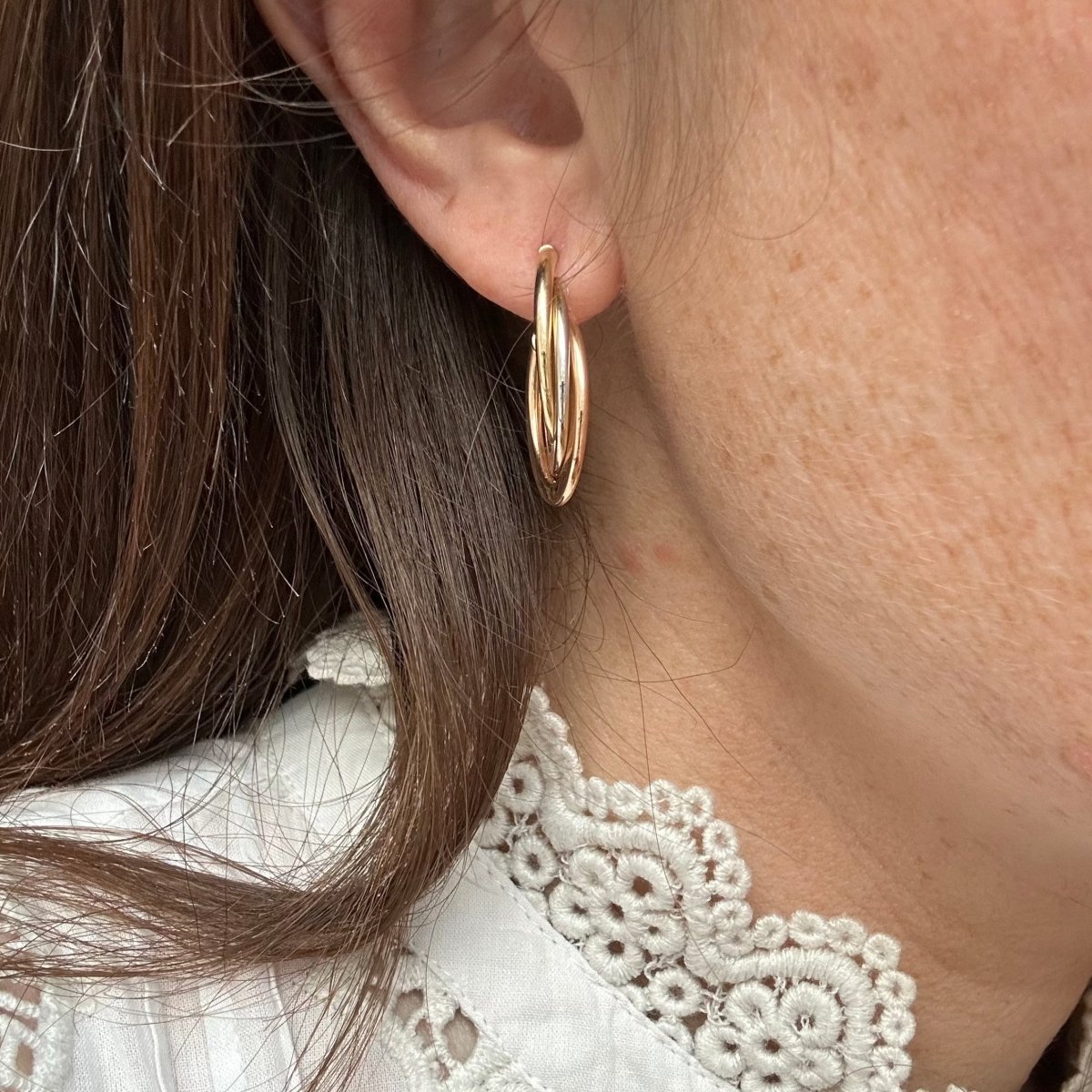 Boucles d'oreilles créoles en or jaune, or blanc, or rose - Castafiore