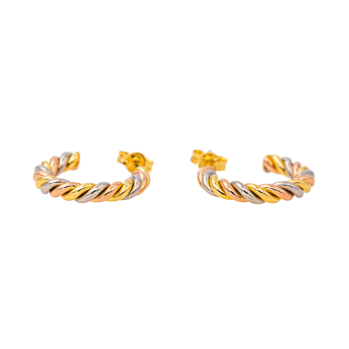 Boucles d'oreilles Créoles en or jaune, or rose et or blanc - Castafiore