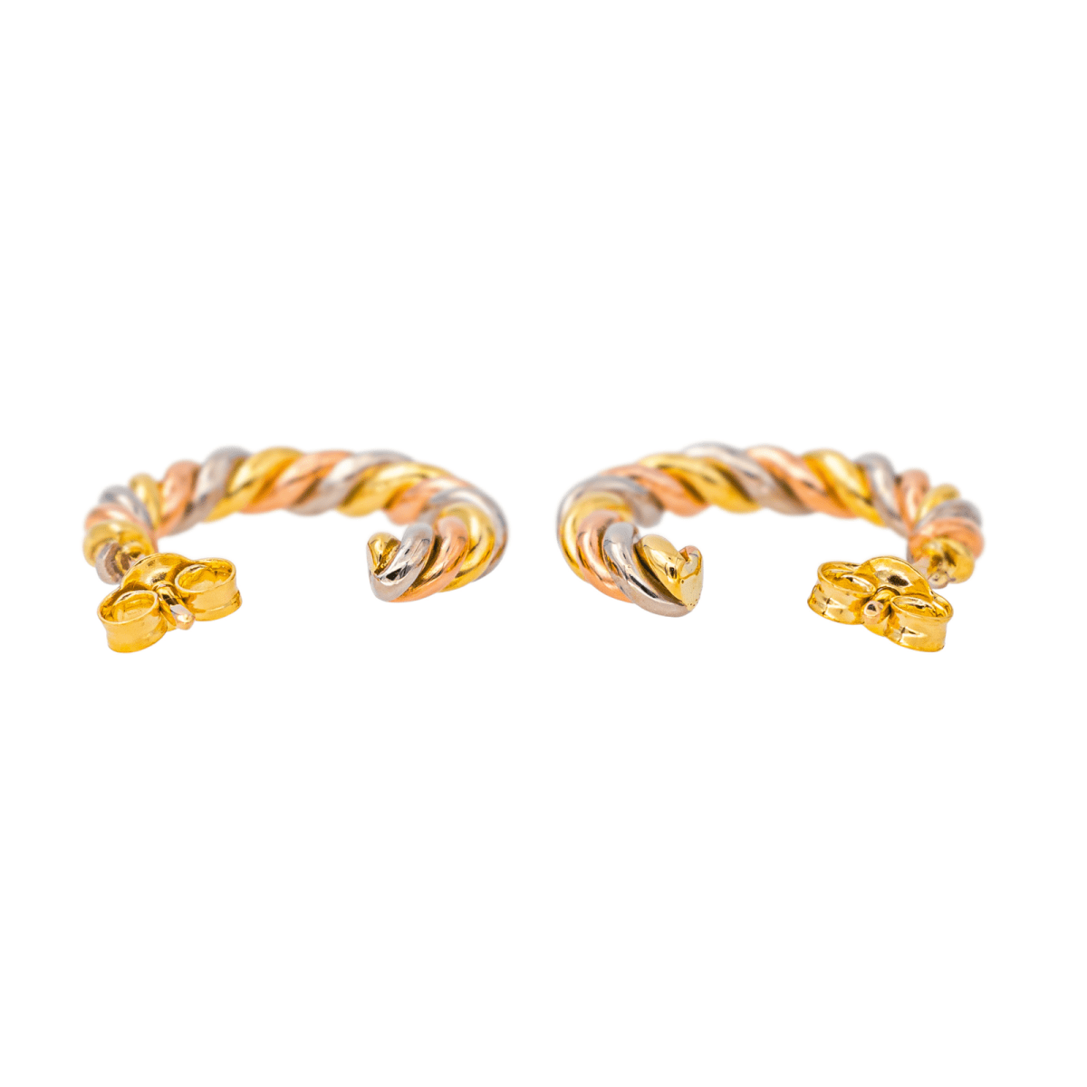 Boucles d'oreilles Créoles en or jaune, or rose et or blanc - Castafiore