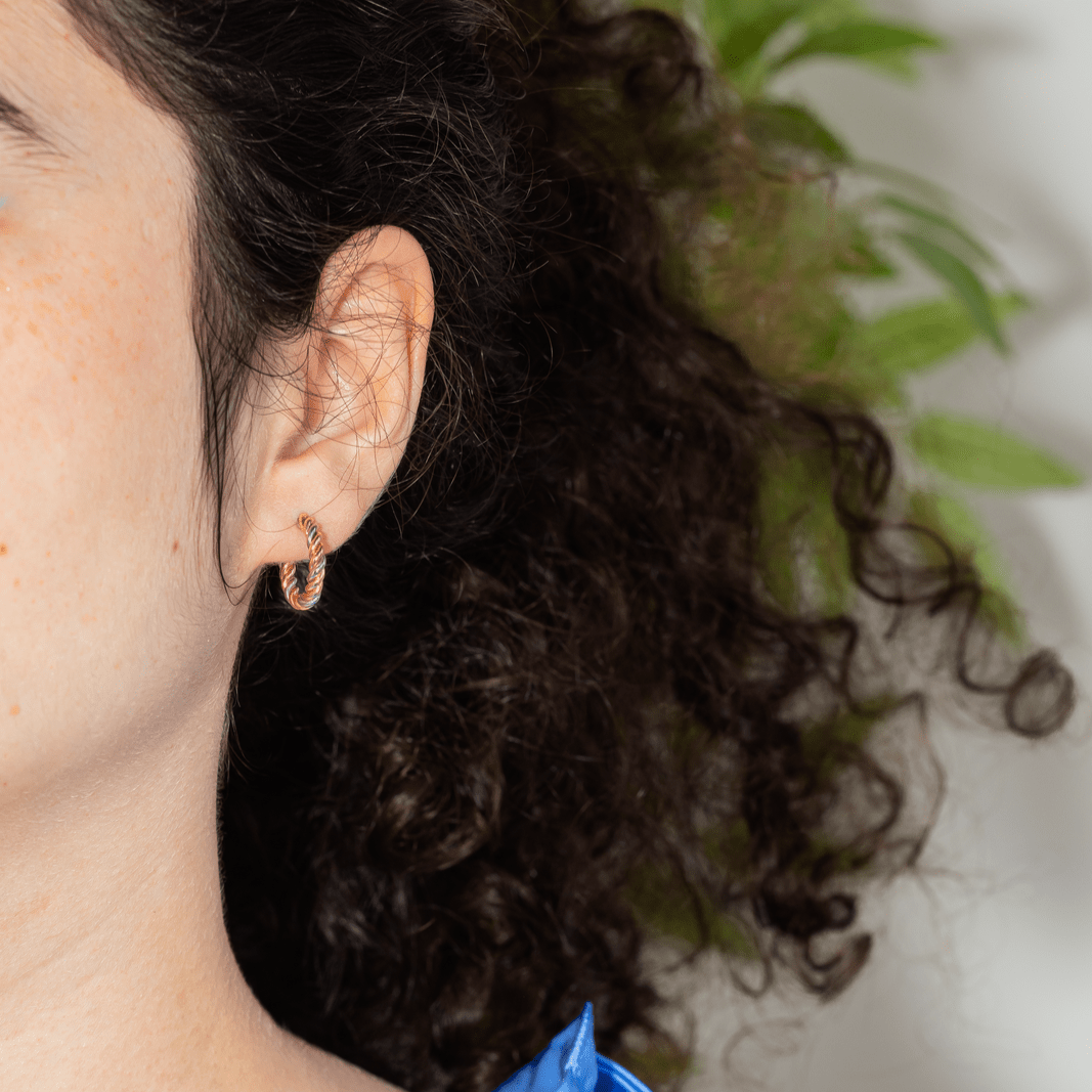 Boucles d'oreilles Créoles en or jaune, or rose et or blanc - Castafiore